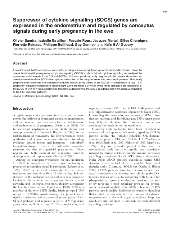 (PDF) Suppressor of cytokine signalling (SOCS) genes are expressed in ...