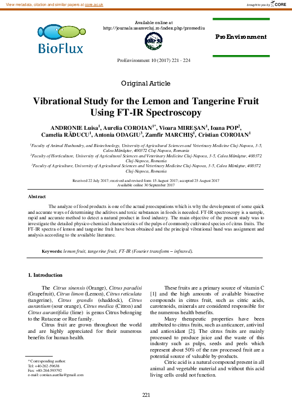(PDF) Vibrational Study for the Lemon and Tangerine Fruit Using FT-IR ...