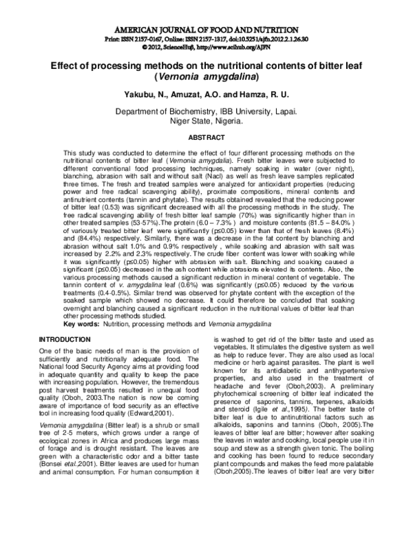 (PDF) Effect of processing methods on the nutritional contents of ...