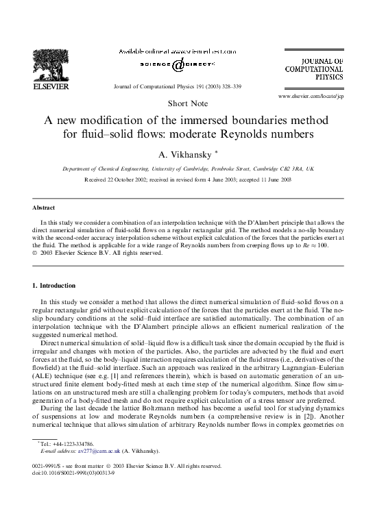 (PDF) A new modification of the immersed boundaries method for fluid ...