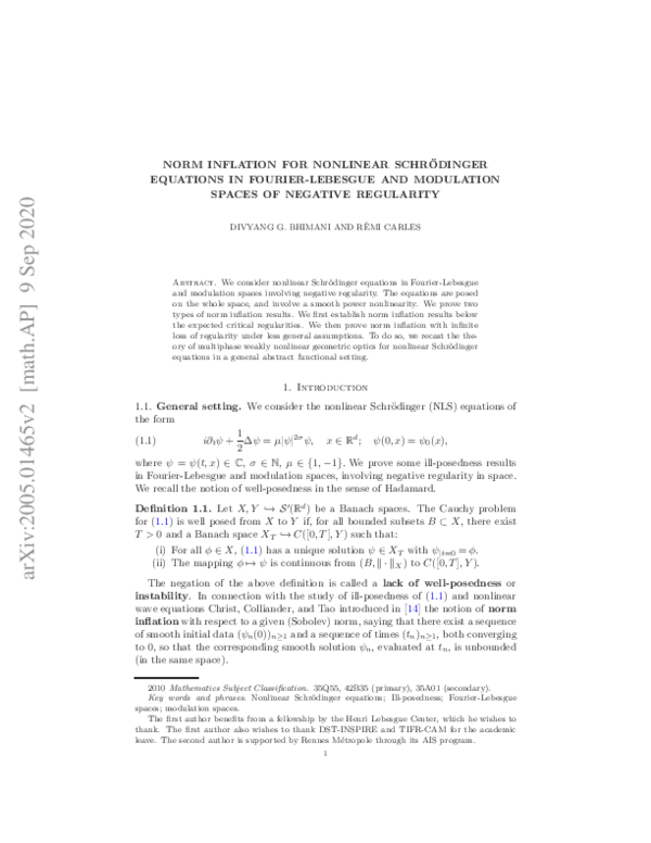 (PDF) Norm Inflation for Nonlinear Schrödinger Equations in Fourier ...