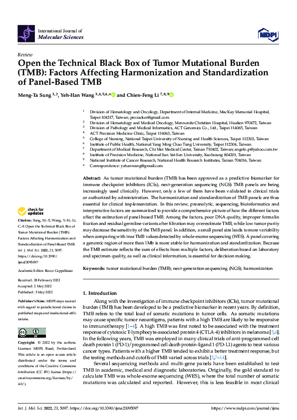 (PDF) Open the Technical Black Box of Tumor Mutational Burden (TMB ...