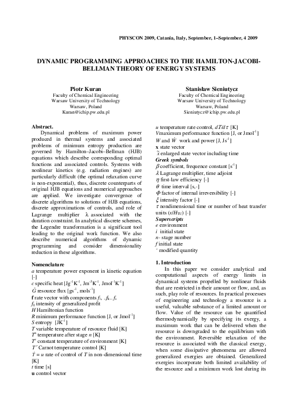 (PDF) Dynamic Programming Approaches to the Hamilton-Jacobi-Bellman ...