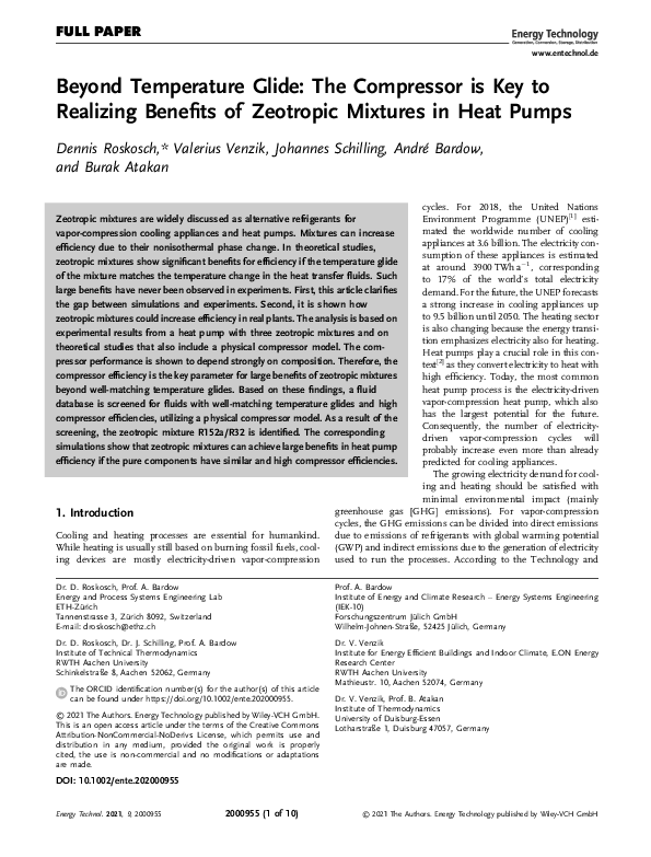 (PDF) Beyond Temperature Glide: The Compressor is Key to Realizing ...