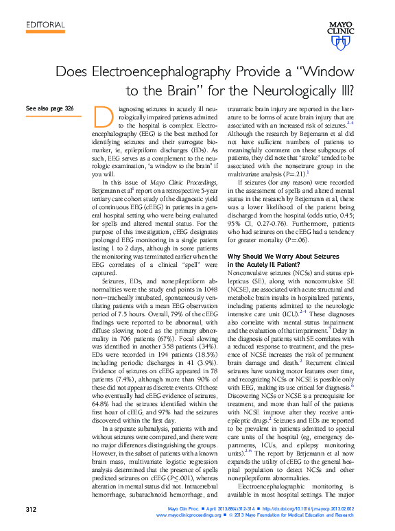 (PDF) Does Electroencephalography Provide a “Window to the Brain” for ...