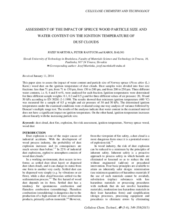 (PDF) Assessment of the impact of spruce wood particle size and water ...