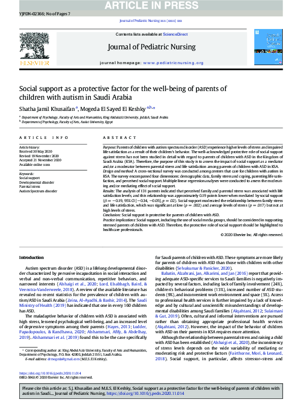 (PDF) Social Support as a Protective Factor for the Well-Being of ...