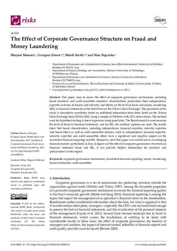 (PDF) The Effect of Corporate Governance Structure on Fraud and Money ...