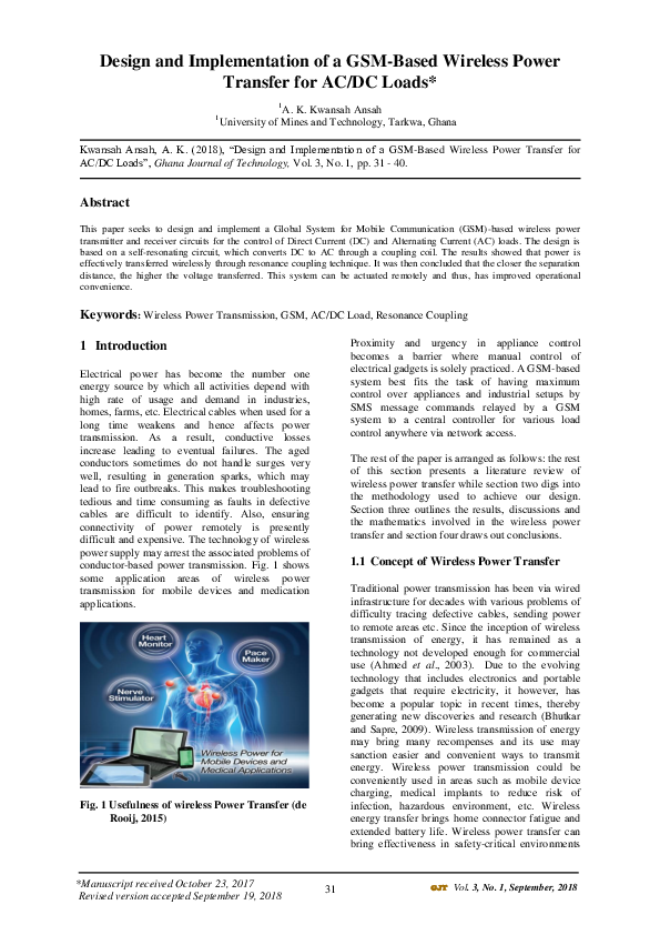 (PDF) Design and Implementation of a GSM Based Wireless Power Transfer ...