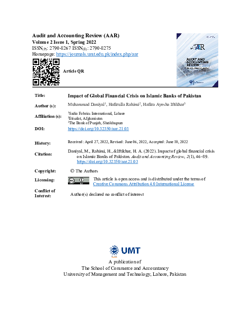 (PDF) Impact of Global Financial Crisis on Islamic Banks of Pakistan