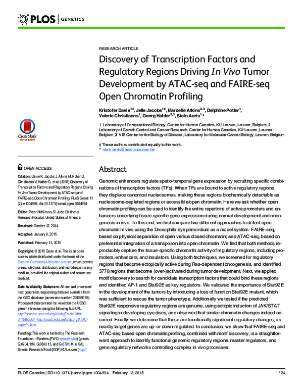 (PDF) Discovery of Transcription Factors and Regulatory Regions Driving ...