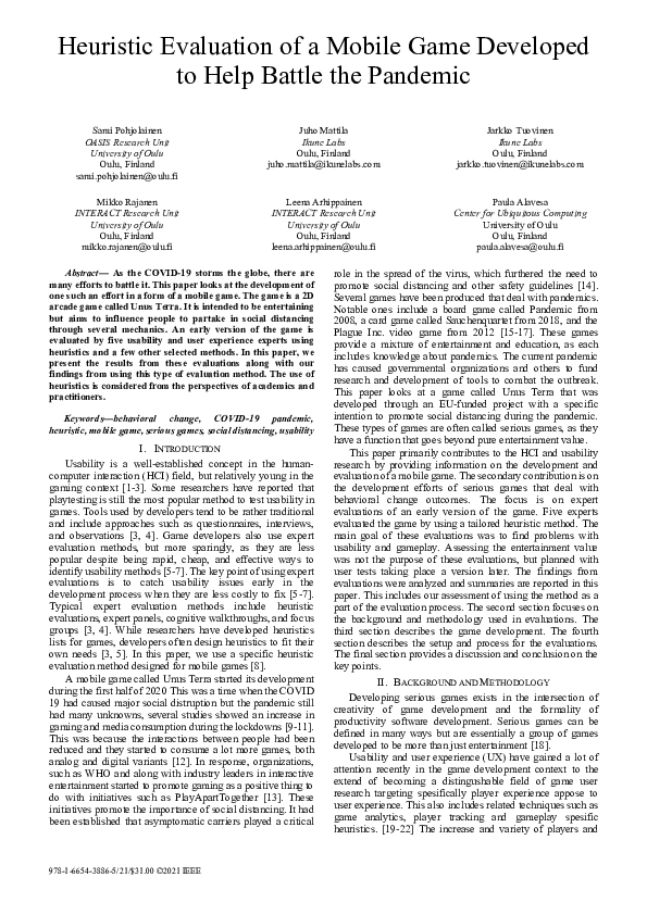 (PDF) Heuristic Evaluation of a Mobile Game Developed to Help Battle ...