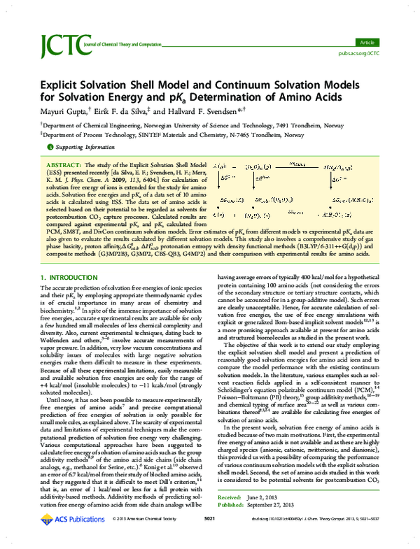 (PDF) Explicit Solvation Shell Model and Continuum Solvation Models for ...