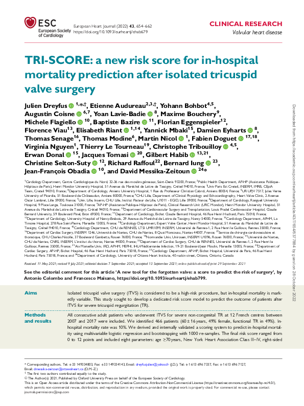 (PDF) TRI-SCORE: a new risk score for in-hospital mortality prediction ...