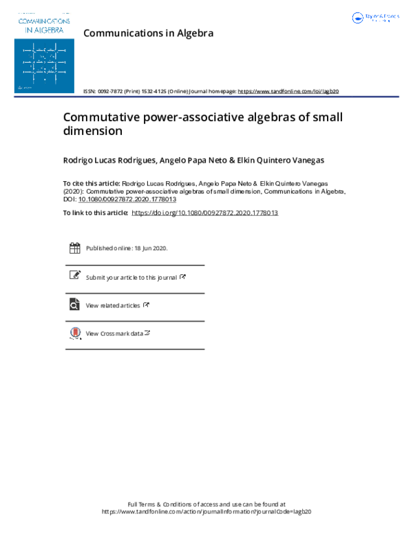 (PDF) Commutative power-associative algebras of small dimension