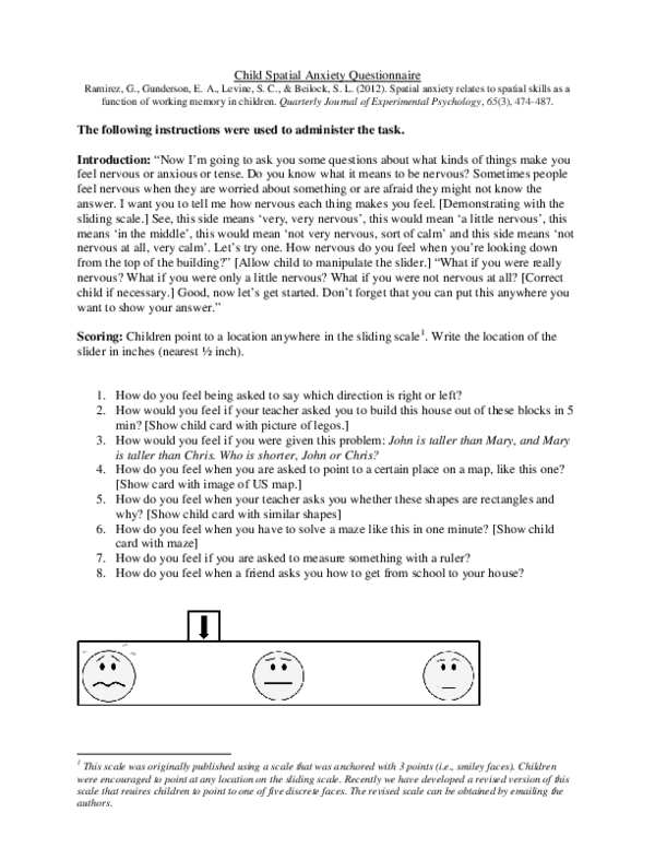 (PDF) Child Spatial Anxiety Questionnaire