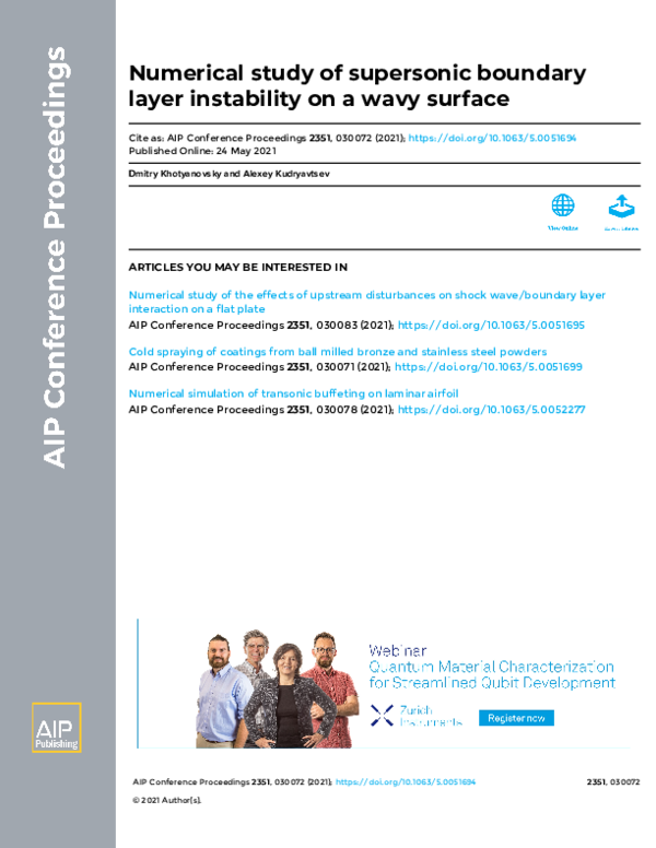 (PDF) Numerical study of supersonic boundary layer instability on a ...