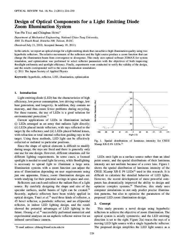 (PDF) Design of optical components for a light emitting diode zoom ...