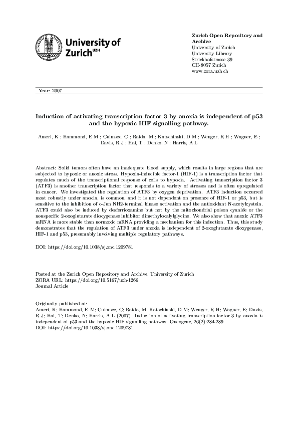 (PDF) Induction of activating transcription factor 3 by anoxia is ...