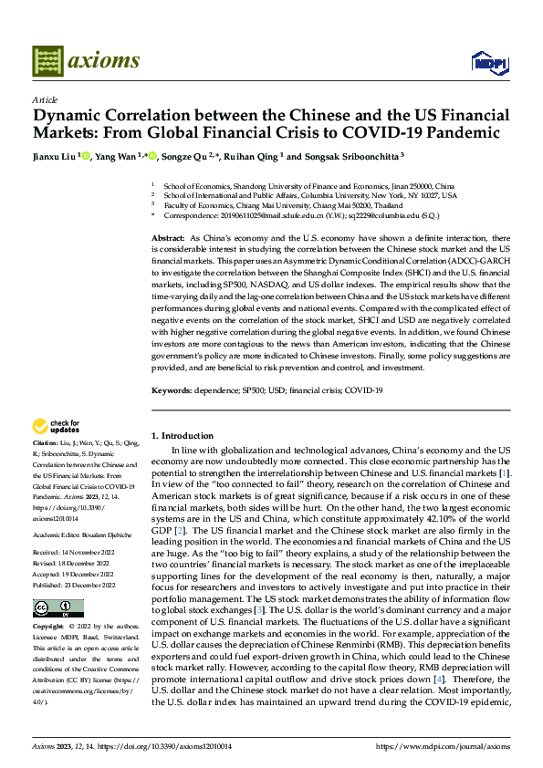 (PDF) Dynamic Correlation between the Chinese and the US Financial ...