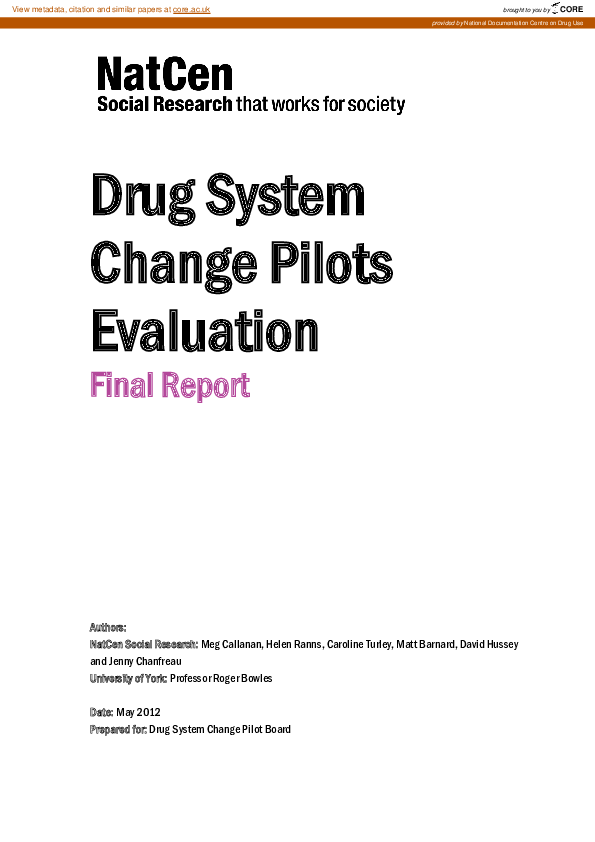 (PDF) Drug systems change pilots evaluation. Final report