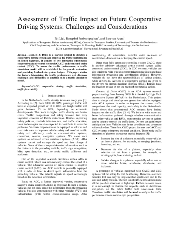 (PDF) Assessment of traffic impact on future cooperative driving ...
