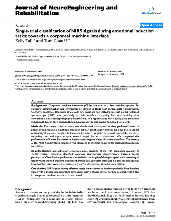 (PDF) Single-trial classification of NIRS signals during emotional ...