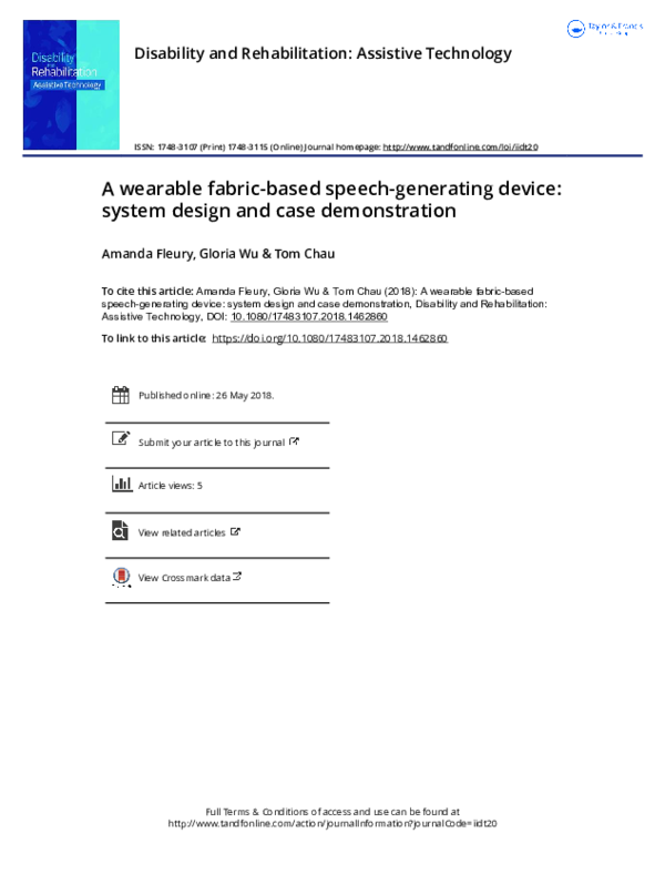 (PDF) A wearable fabric-based speech-generating device: system design ...