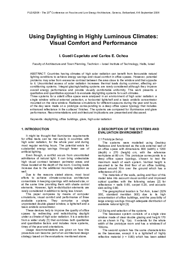 (PDF) Using Daylighting in Highly Luminous Climates: Visual Comfort and ...