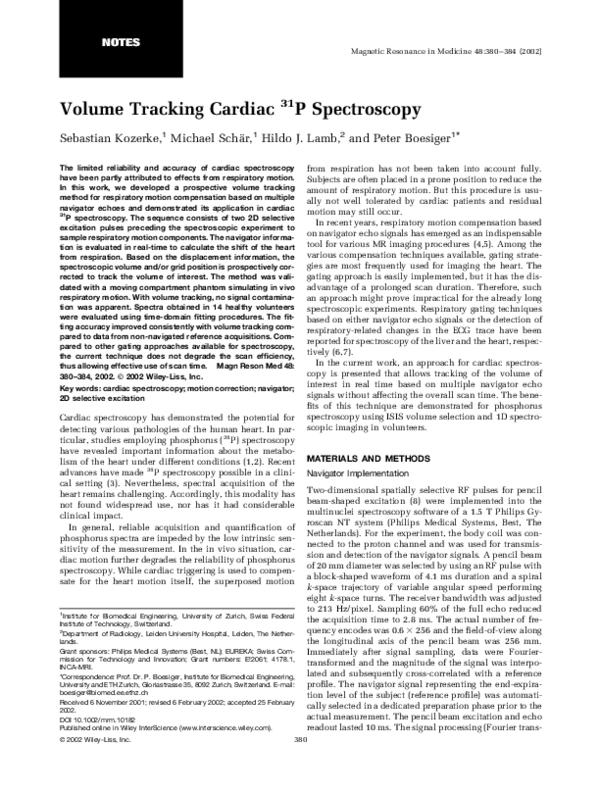 (PDF) Volume tracking cardiac31P spectroscopy