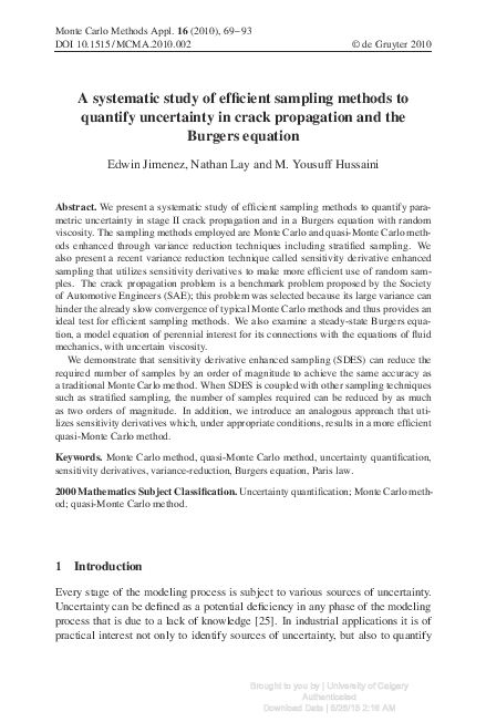 (PDF) A systematic study of efficient sampling methods to quantify ...
