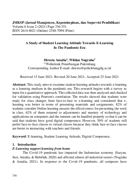 (PDF) A Study of Student Learning Attitude Towards E-Learning In The ...