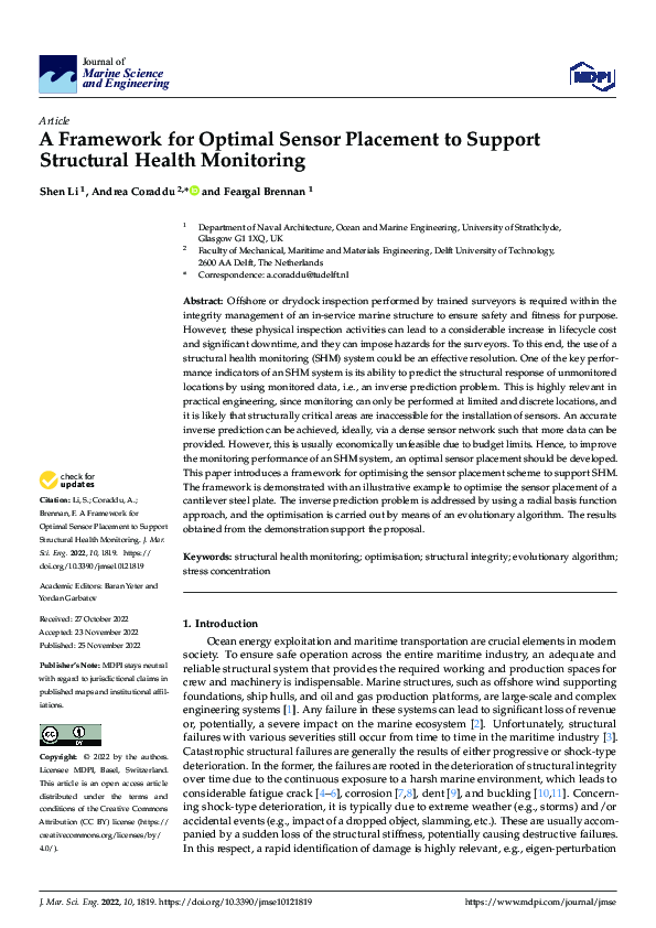 (PDF) A Framework for Optimal Sensor Placement to Support Structural ...