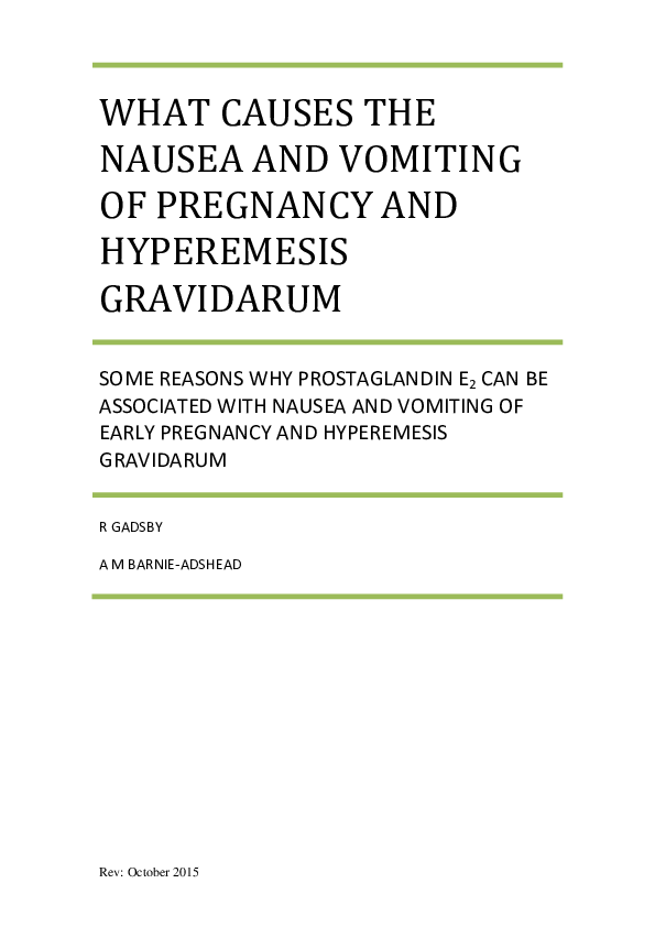 (PDF) What Causes the Nausea and Vomiting of Pregnancy and Hyperemesis ...