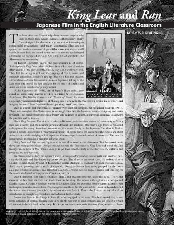 (PDF) King lear and ran japanese film in the english literature classroom