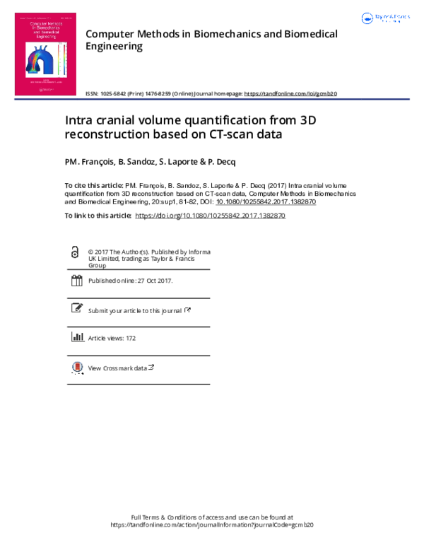 (PDF) Intra cranial volume quantification from 3D reconstruction based ...