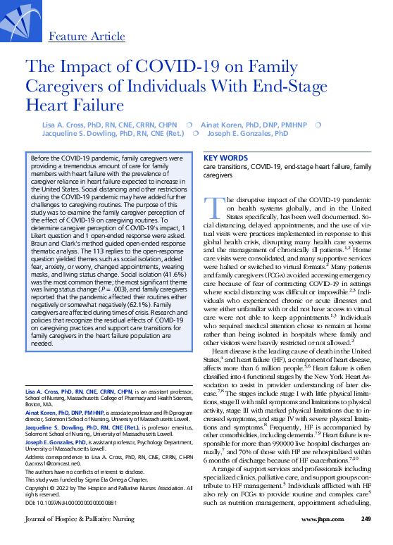 (PDF) The Impact of COVID-19 on Family Caregivers of Individuals With ...