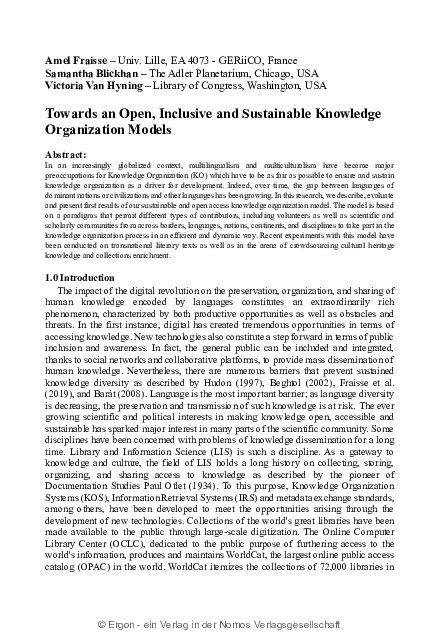 (PDF) Towards an Open, Inclusive and Sustainable Knowledge Organization ...