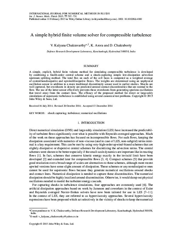 (PDF) A simple hybrid finite volume solver for compressible turbulence