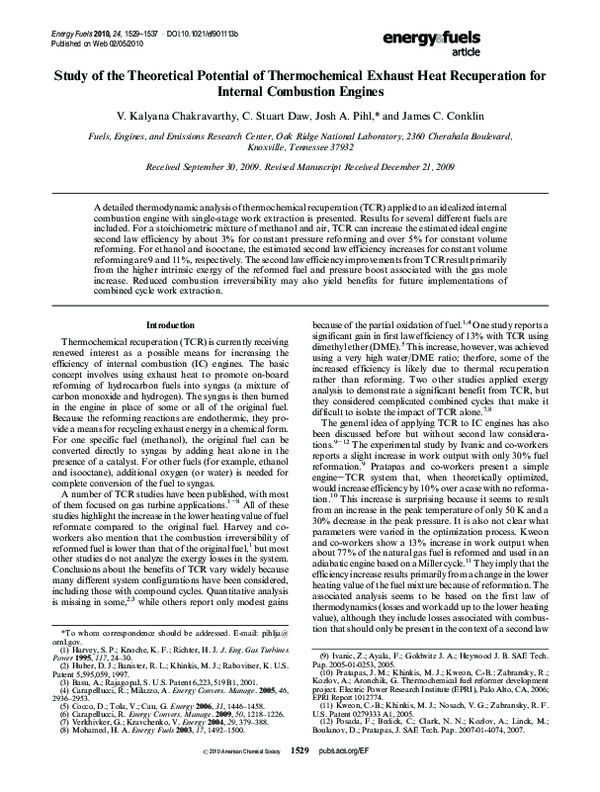 (PDF) Study of the Theoretical Potential of Thermochemical Exhaust Heat ...