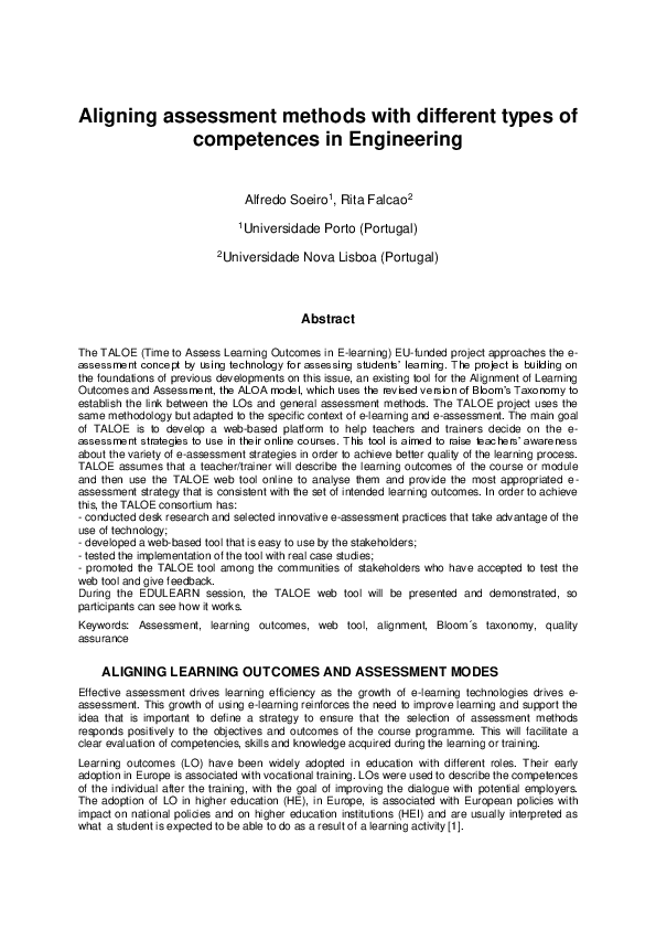 (PDF) Aligning assessment methods with different types of competences ...