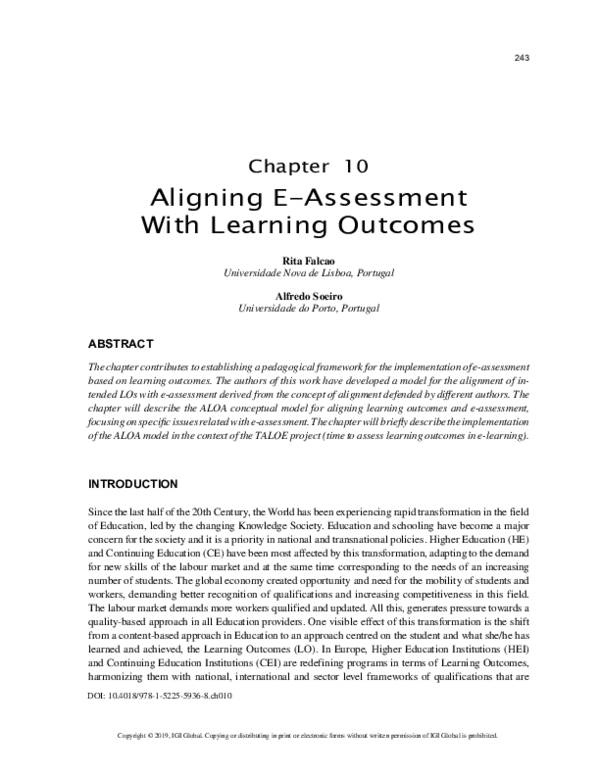 (PDF) Aligning E-Assessment With Learning Outcomes