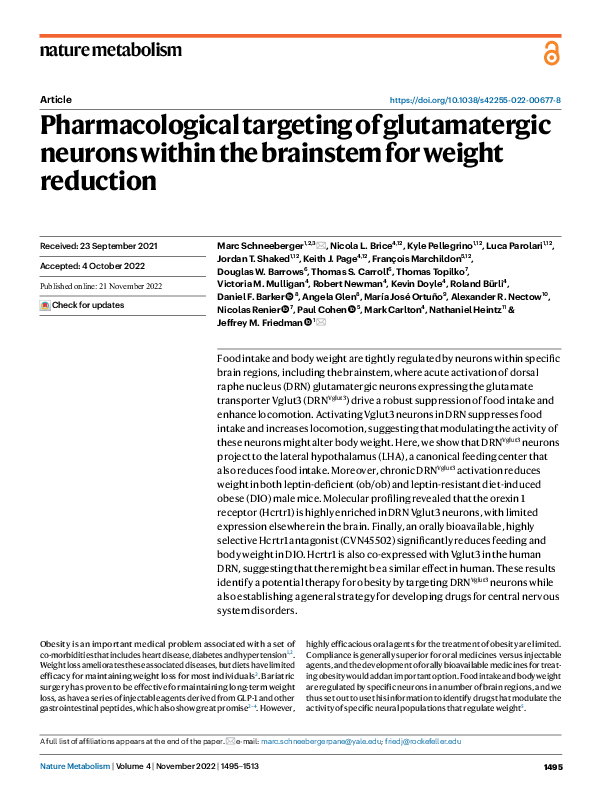 (PDF) Pharmacological targeting of glutamatergic neurons within the ...