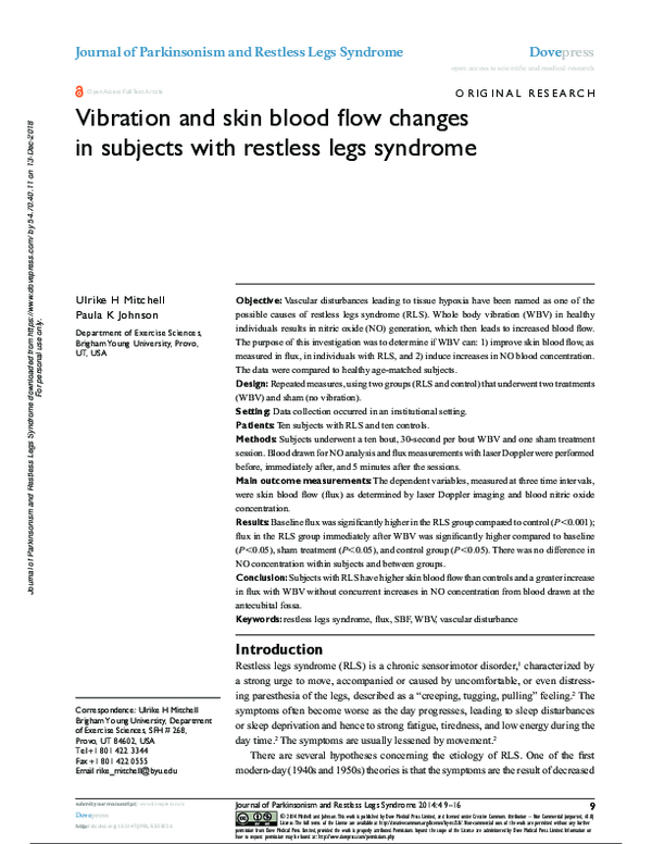 (PDF) Vibration and skin blood flow changes in subjects with restless ...