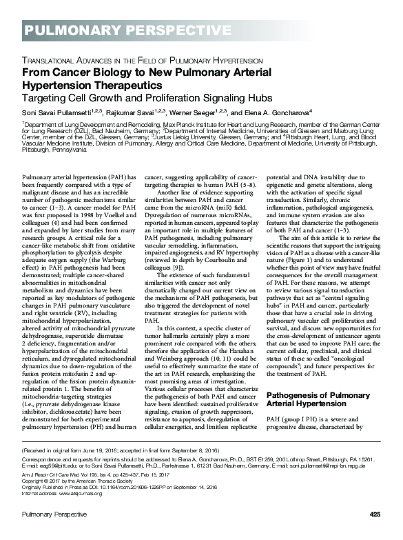 (PDF) Translational Advances in the Field of Pulmonary Hypertension ...
