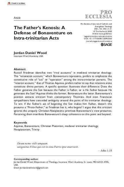 (PDF) The Father's Kenosis: A Defense of Bonaventure on Intra ...