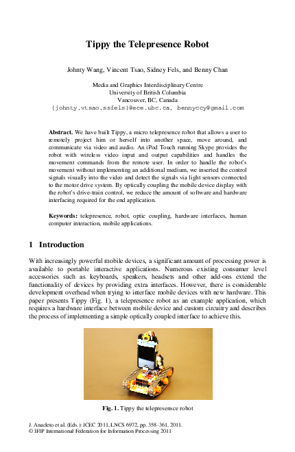 (PDF) Tippy the Telepresence Robot