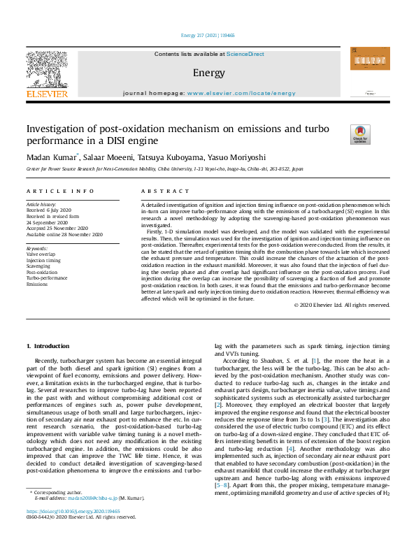 (PDF) Investigation of post-oxidation mechanism on emissions and turbo ...