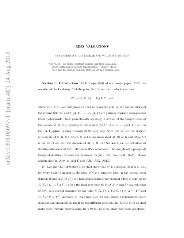 (PDF) Rees valuations