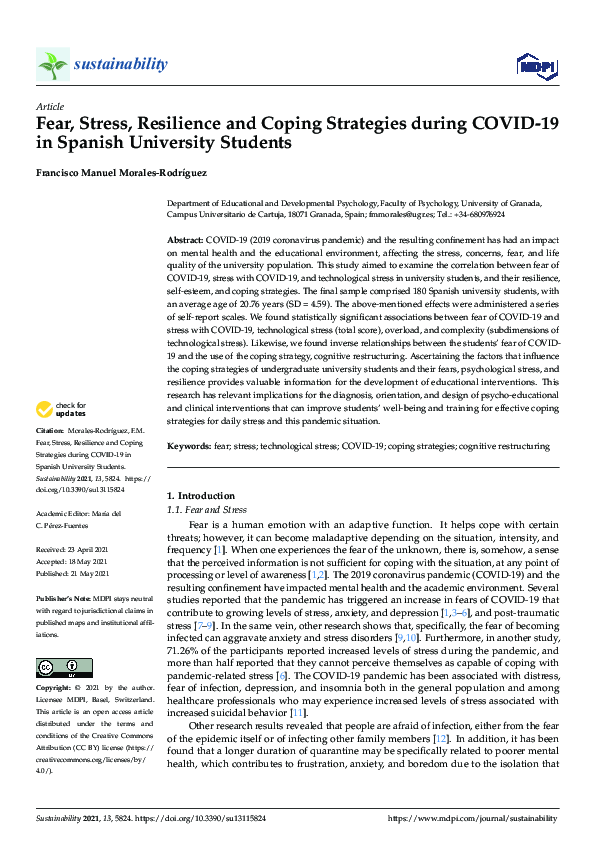 (PDF) Fear, Stress, Resilience and Coping Strategies during COVID-19 in ...